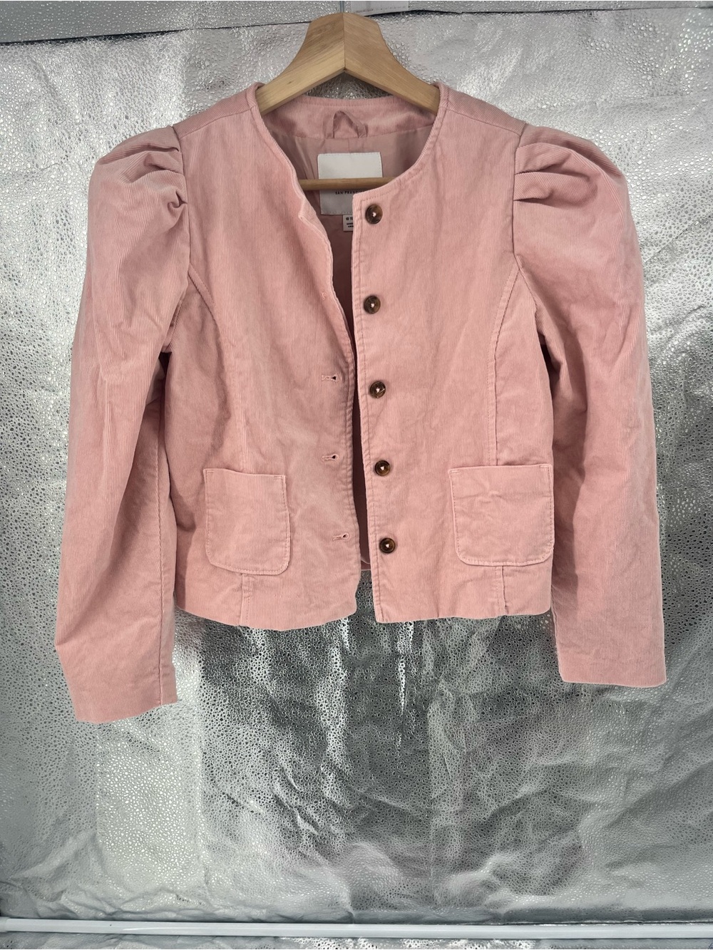 Janie and Jack Girls Pink Corduroy Puff Sleeve Button-Down Jacket 10/11 Y